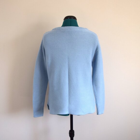 Knit Oversized Ocean Blue Crewneck Sweater - Picture 6 of 8